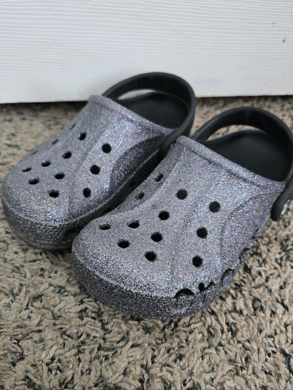 Kids Black Glitter Crocs